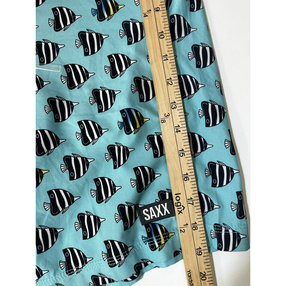 SAXX Betawave 2N1 DropTemp Cooling Liner Board Shorts Size 34 Blue Angel Fish - Picture 8 of 15